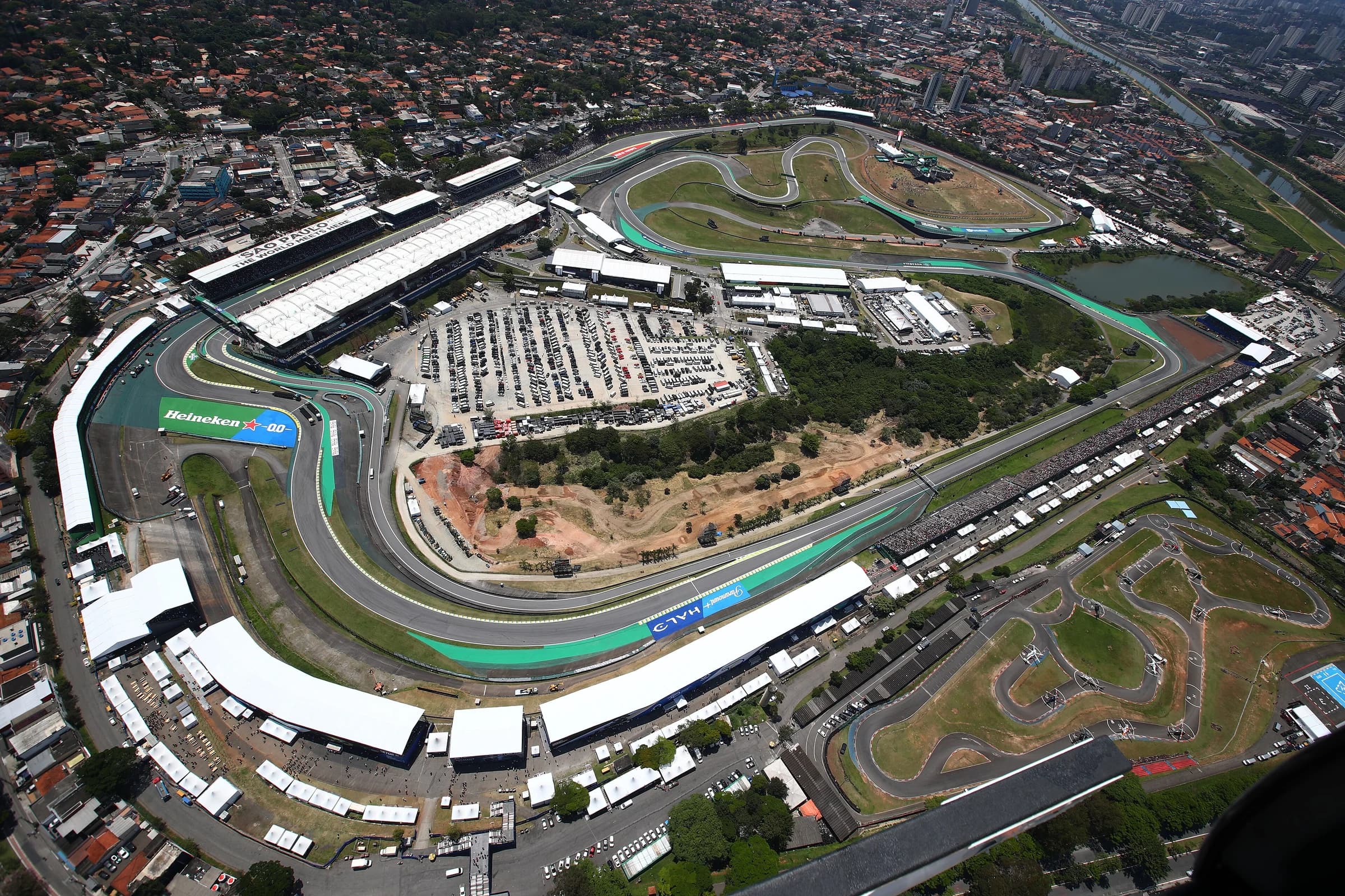 An aerial view of Interlagos during the São Paulo Grand Prix