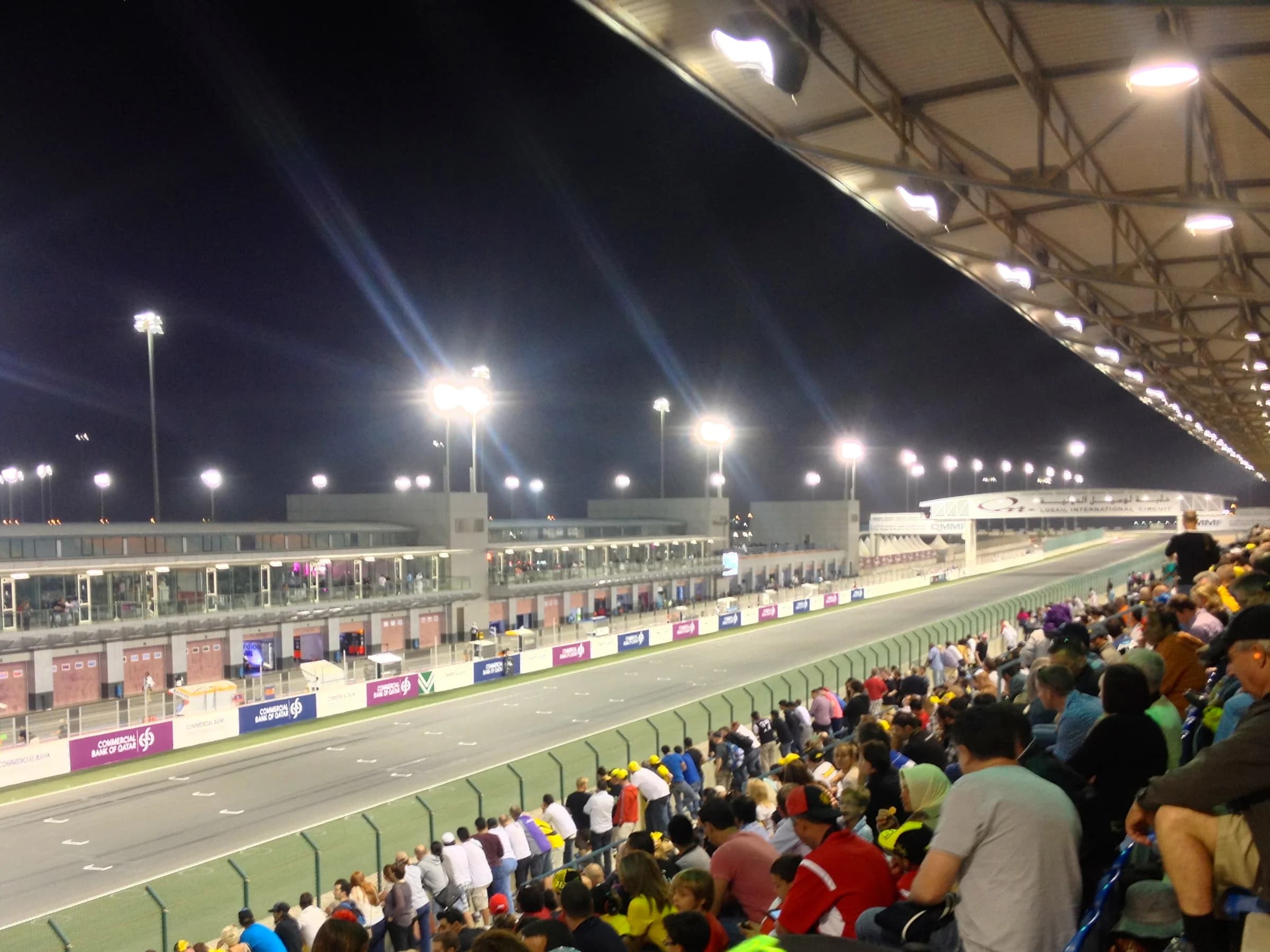 The grandstand and track at Lusail International Circuit in Qatar